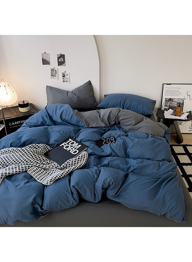 4PCS Duvet Cover Sets, Queen Bedding Quilts Sets Bed Cover, Bedding Set, Including Comforter, Sheet Duvet Cover and 2 Pillows Comforter Sets 200x230cm (Blue) - Image 4